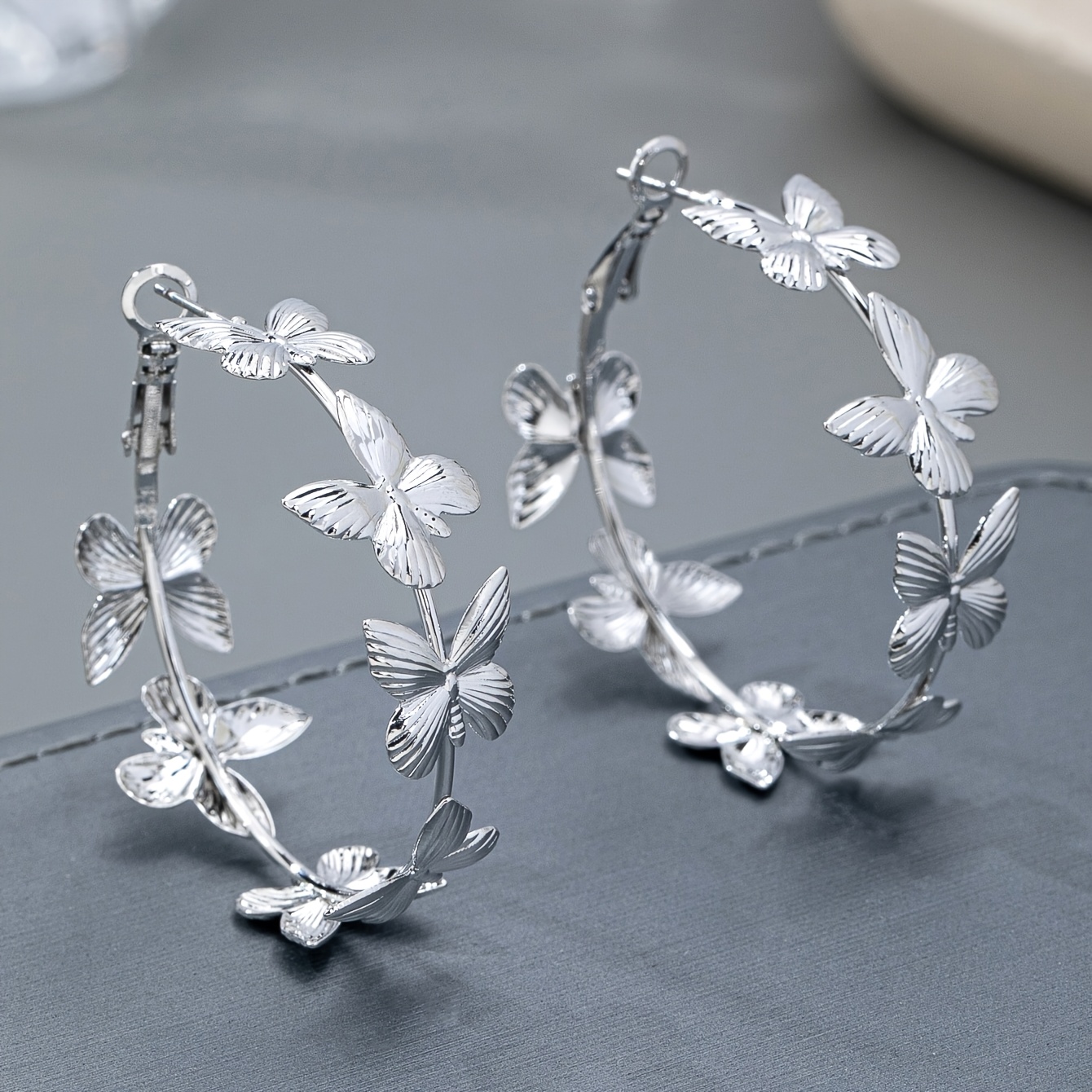 Geometric Simple Butterfly Hoop Earrings